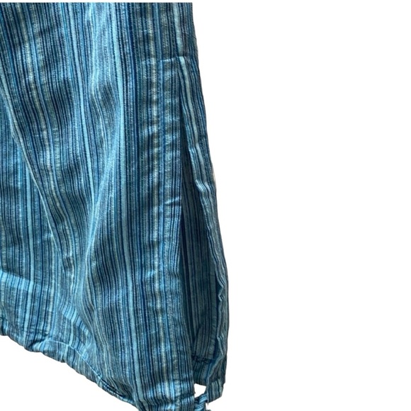 Ted Baker Striped Blue Linen Silk Blend Drawstring Hem Pants - Picture 7 of 11